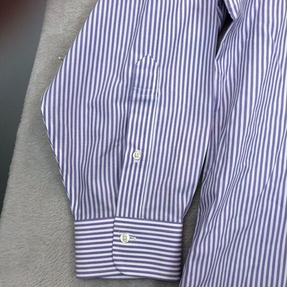 Brooks Brothers Mens Dress Shirt Size XXL 18.5 Neck Non Iron Striped Purple - Picture 10 of 16